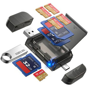 JOOPSHEE6-in-1SD�J�[�h���[�_�[USB3.0Type-C/USB-A�f���A���|�[�g�J�[�h���[�t�������ǂݏ����\�}�C�N��SD/TF�Ή�iPhone/Mac/Android/PC�Ή�