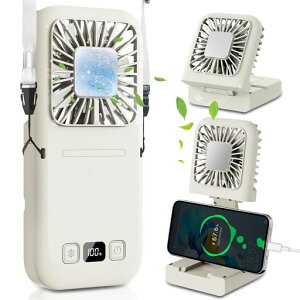 unifunハンディファン冷却プレートハンディ扇風機【2025強化版首掛け/手持ち/卓上/モバイルバッテリー/スマホスタンド5WAY】静音小型ミニ超強力風量5段階6000mAh大容量長時間連続運転電池残…
