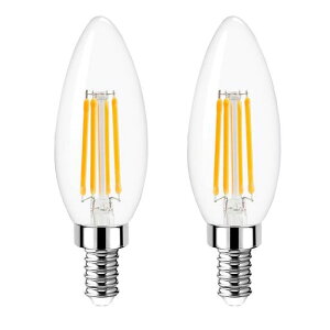 LED電球E12口金全方向シャンデリア40W形相当口金直径12mmC35電球色2700Kフィラメント360°レトロ演色性クリアタイプ密閉器具対応4W省エネチラツキ少ないシャンデリア風ロウソク型キャンドル