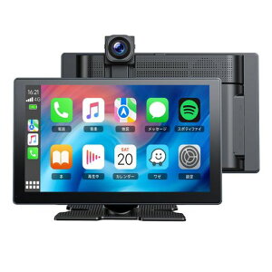 Volamディスプレイオーディオ4Kフロントカメラと1080Pリアカメラ付き9インチポータブルカーオーディオドラレコ車載モニターCarPlay/AndroidAutoワイヤレスカーオーディオGセンサー