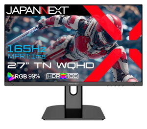 JAPANNEXT 27�C���` TN�p�l������ 165Hz/1ms(MPRT)�Ή� WQHD(2560x1440)�𑜓x �Q�[�~���O���j�^�[ JN-T27G165Q HDMI DisplayPort sRGB:99% HDR400���� PS5