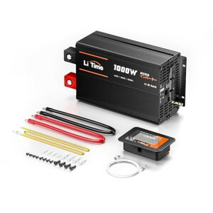 LiTime 12V 1000W �������g�C���o�[�^�[ DC12V AC100V�ϊ� 2000W�u�ԏo�� AC�R���Z���g3�� USB-A�o�̓|�[�g1�� USB-C�o�̓|�[�g1�� 50Hz/60Hz���g���ؑ։\ ���u���j�^�����O�\ �Ԓ��� �L�����v �D
