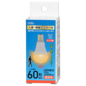 �I�[��(OHM) LED�d�����` E17 60�`���� �l�����ÃZ���T�[�t �d���F|�I�[���d�@ LDA7L-G/E17 PIR 06-5698