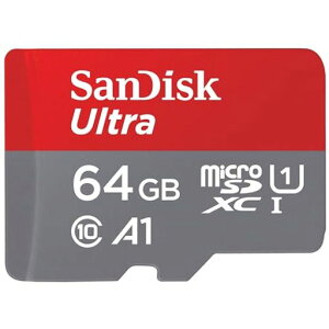 SanDisk 64GB Ultra microSDXC UHS-I �������[�J�[�h �A�_�v�^�[�t�� - �ő�140MB/�b�AC10�AU1�A�t��HD�AA1�AMicroSD�J�[�h-SDSQUAB-064G-GN6MA