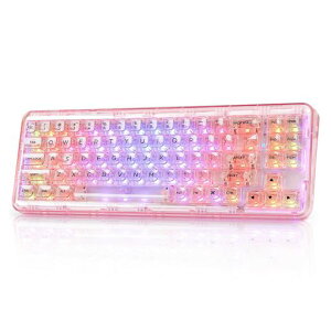 YUNZII X71 ���J�j�J���Q�[�~���O�L�[�{�[�h �����L�[�L���b�v 71�L�[ 68%�z�� ���C�����X �z�b�g�X���b�v�Ή� BT5.0/2.4G/USB-C �K�X�P�b�g���� RGB ���� Windows/Mac�p