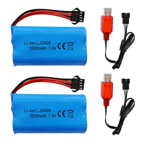 2PCS7.4V1200mAhSM-4P�v���O�d�r�AUSB�[�d�P�[�u���t���p��EC08RC�ߋ�Ԗ͌^�I�t���[�h�Ԃ̍�o��h���t�g���[�T�[�����R���D�d�r��
