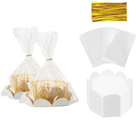 DIFEIUKI シフォンケーキ opp袋 50枚入 シフォンケーキ 包装袋 スポンジケーキ ラッピング袋 クリア 焼菓子袋 食パン袋 業務用 ケーキ用個包装袋 ベーカリー包装 紙製ケーキベース付き ワイ…