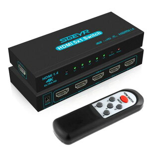 HDMI�X�C�b�`SGEYR5x1�X�C�b�`���[5����1�o�̓Z���N�^�[5�|�[�g�{�b�N�XIR�����R���t��HDMI1.4HDCP1.4�Ή�4K@30Hz��3D2160P1080P�蓮�d���s�vPCXboxPS4Fire