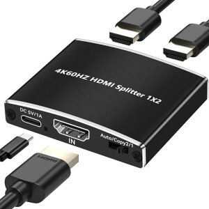 HDMI���z��1����2�o��4K@60HzHDM�X�v���b�^�[2��ʓ����o��3D�f��HDCP2.2�����I�[�f�B�I���������o��RGB/HDR10+/3D�Ή�PS5/B0X/firetvstick/HDTV/DVD/PC�ȂǓK�p