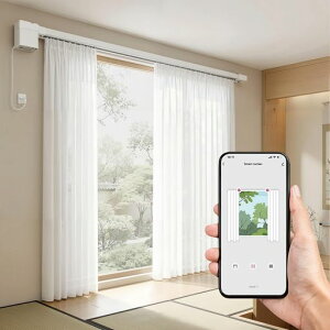Umimile �d���J�[�e�����[�� Alexa & Google Home�Ή� �^�C�}�[�ݒ� 20dB�É� �����R��&�A�v������ �J�[�e�� �����J�� �L�k���J�[�e�����[�� ��t�ȒP �V��/���ʕt�� (185-330cm)