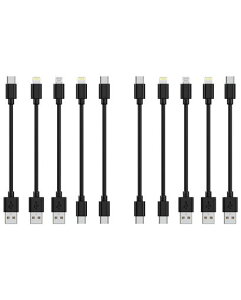[0.75�t�B�[�g�A10�{�Z�b�g] �}���`�V���[�gUSB�[�d�P�[�u���A�����[�d&����Type-C/Lightning/Micro�R�[�h�o���N�[�d�X�e�[�V�����Ή�iPhone16&15�AiPhone5-14�AiPad�A�g�ѓd�b�A�^�u���b�g�Ή��A�u���b�N