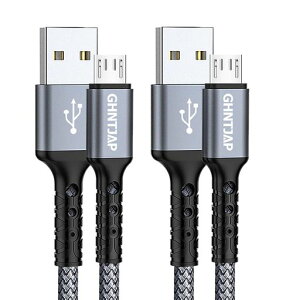 GHNTJAP �}�C�N�� USB �P�[�u�� 2M �y2�{�Z�b�g�z Micro USB �P�[�u�� �����[�d USB2.0�f�[�^�]�� Android�[�d�P�[�u�� �A���h���C�h�[�d�R�[�h Xperia X/Galaxy S7/Kindle/PS4 ���@��Ή�