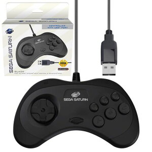 �Z�K���F �T�^�[�� �Q�[���p�b�h �R���g���[���[ Official Sega Saturn USB Controller 8-Button Arcade Pad Black for PC/Mac/Steam