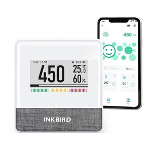 INKBIRD��_���Y�f�Z�x�v���x���x����Bluetooth�Ή������x�����X�}�[�g��C�����j�^�[NDIR����CO2�Z���T�[�f�W�^�������x�v�C���vE-Ink�f�B�X�v���C����CO2���x���\���A�v���Ή��I�t�B�X�w�Z