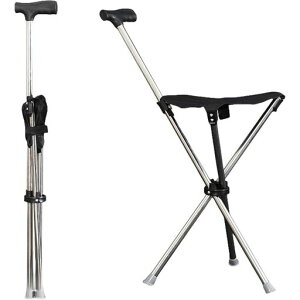 ステッキ折りたたみ椅子杖椅子になるステッキチェア杖椅子多機能ステッキ杖椅子になる軽量で折りたたみ可能な多機能杖椅子に変形可能、快適な握把と安定性を提供旅行や登山、長い行…