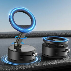 Magsafeスマホホルダー車マグネット【真空吸盤+超強磁力】【耐寒耐高温】ホルダー多角度自由調節360°回転な台座車載スマホスタンド24xN55磁石片手操作1秒で着脱車用品携帯ホルダー車折り…