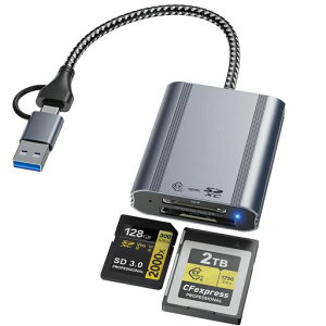 �y2026�V�݌v�z2 in 1 �A���~�������A�f���A���X���b�gUSB3.2 10Gbps �����]�� CFexpress Type B cf�J�[�h���[�_�[ �A���~�j�E�� �^�C�v cf�J�[�h sd�J�[�h �ϊ��J�[�h���[�_�[