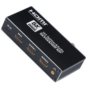 ELEVIEWHDMI����������8K60Hz4K120Hz���z��X�v���b�^�[1����2�o��(�����o��:���f�W�^��3.5mm�X�e���I)|PS5/NintendoSwitch2�ȂǂɑΉ�2��ʓ����o��HDMI2.1��������