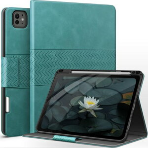 auauaiPadPro11�C���`�P�[�X(M5/M4)2025/2024��p�y�����[PencilPro/USB-C���S�Ή�PU���U�[�ϏՌ��Ђъ���h�~�I�[�g�X���[�v/�E�F�[�N&�X�^���h�@�\�t���蒠�^�J�o�[(Green)