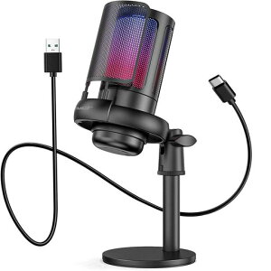 TKGOU USB �R���f���T�[�}�C�N �Q�[�~���O�}�C�N PC �}�C�N RGB���C�e�B���O ���ʒ��߃~���[�g�{�^�� �w�b�h�z���o�͒[�q���� �P��w���� �v���O&�v���C YouTube Skype �Q�[������ ���C�u�z�M �݁c