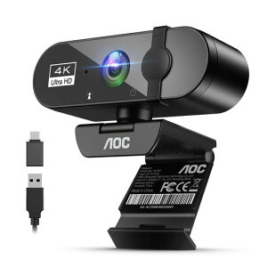 AOC Web�J���� 4K �E�F�u�J���� �}�C�N�t�� 800����f 1080P@30FPS�Ή� 99°����p �������␳ USB���}���p usb�J���� webcam �v���C�o�V�[�J�o�[ �m�C�Y�L�����Z�� ��c�pWeb�J���� Streaming &