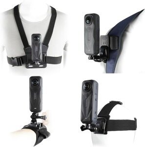 Insta360X5�p�A�N�Z�T���[�L�b�g�`�F�X�g�}�E���g�w�b�h�X�g���b�v�n�[�l�X�o�b�N�p�b�N�N���b�v�z���_�[���X�g�X�g���b�vInsta360OneX5/X4/X3/X2�AGoProHero9�p