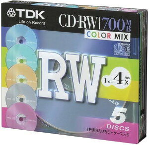TDKCD-RW�f�[�^�p700MB4�{���J���[�~�b�N�X5mm���P�[�X����5���p�b�N[CD-RW80X5CCS]