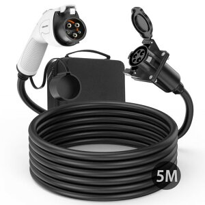 Qkcabo 32A �d�C������ �[�d�퉄���P�[�u�� 5M 100?240V�Ή� 3KW 6KW EV�[�d�P�[�u�� �����R�[�h SAE J1772�K�i (5���[�g��)