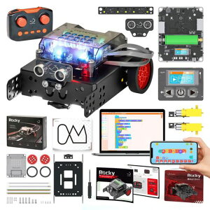 WhalesBot Rocky �v���O���~���O���{�b�g �������� 8�Έȏ�̎q������ �g�ݗ��� Scratch/Python/C �R�[�f�B���O STEM���� �m��ߋ� �����R���t�� ���S�Ҍ��� �d�q�H�w �׋� �H��L�b�g �Z���T�[ ��p�c
