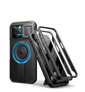 Dexnor iPhone 15 Pro Max�p �}�O�l�b�g�P�[�X - �X���C�h���J�����J�o�[&�����\�L�b�N�X�^���h&������ʕی�t�B�����t�� �ϏՌ� �w�r�[�f���[�e�B �P�[�X(�u���b�N)