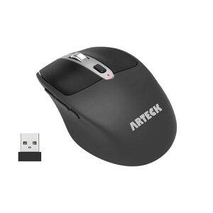 Arteck 2.4G ���C�����X �}�E�X USB���V�o�[ �l�ԍH�w�Ɋ�Â����݌v �É��N���b�N �T�C�h�{�^������ �}�E�X �R���s���[�^�[�A�f�X�N�g�b�v�APC�A���b�v�g�b�v�AWindows 11/10/8/7�Ƃ̌���������