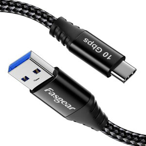 Fasgear USB3.2 Gen2 Type-C �P�[�u�� 1.5m 10Gbps �f�[�^�]�� 3A�}���[�d�Ή� Android Auto/CarPlay�Ή� �ґg�i�C���� USB-A to USB-C �M�����N�V�[ i-Phone16 /i-Pad