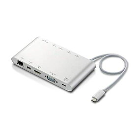 エレコム ドッキングステーション PD [充電TYPE-C/USB3.0/MINIDISPLAY/HDMI/D-SUB/Φ3.5/SD+MICROSD/LAN] 30CM シルバー DST-C08SV