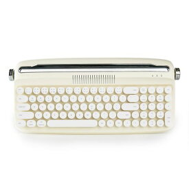 YUNZII タイプライターキーボード ワイヤレス アップグレード キーボード スタンド一体型 USB-C/BLUETOOTHキーボード かわいい 丸いキーキャップ マルチデバイス対応 ノブコントロール WIN/MAC対応(B309 バターアイボリー)