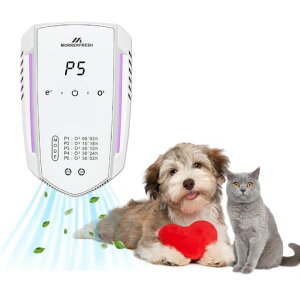 Morrerfresh強力な臭い除去用オゾン消臭器99%猫用トイレ消臭犬の排泄物臭除去家庭用空気イオナイザー携帯型ペット用空気清浄機トイレワードローブ靴ガレージ部屋キャビネットホワイト