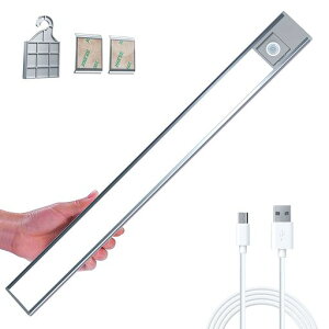 LED充電式モーションセンサーライト40cmUSB接続元ライトバーライトマグネット付き人体感知動作感知省エネ自動点灯、消灯高輝度洗面所廊下玄関電球色(3000K)