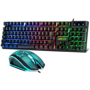 CHONCHOW �Q�[�~���O�L�[�{�[�h�}�E�X�Z�b�g ps4 �X�C�b�`�ɑΉ� 108�L�[ ���{��z�� �u���ϊ��v/�u�ϊ��v�L�[�t�� LED�o�b�N���C�g 26�L�[�h�Փ� USB �L���L�[�{�[�h �h�� ���FLED�Q�[�~���O�}�c