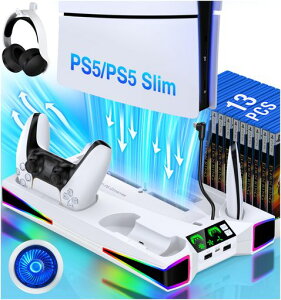 PS5 Slim �X�^���h 6�FRGB���C�gPS5 Silm/PS5 �c�u�� �X�^���h PS5/PS5 Silm �R���g���[���[ �[�d�X�^���h 2�䓯���[�d �V�^ps5 3�i�K��p PS5�f�B�X�N-�f�W�^�����p ��p�t�@�� �[�d�w�������v�t ���[ �c