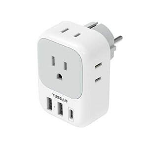 TESSAN�ϊ��v���O�؍��C�OSE�^�C�v�R���Z���g�ϊ���4��AC������1USB-C�|�[�g2USB-A�|�[�g�t���h�C�c�A�t�����X�A�I�����_�A�n���K���[�A�X�y�C�����[���b�p�Ȃǂ̍��ɑΉ�