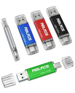 ABLAZE USB������ Type-C 32GB 5�{�Z�b�g �f���A��USB3.0+Type-C�Ή� iPhone 16/15, Android�X�}�z, �p�\�R��, �^�u���b�g, Mac �m�[�gPC�Ή�