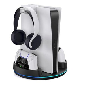 NEWDERYPS5�R���g���[���[�[�d�X�^���hPS5Slim/PS5/PS5Pro�c�u���X�^���h2�䓯���[�d���[�h�b�N�]�|�h�~���t���ȒP���Ӌ@��A�N�Z�T��RGB�����v�t���ߏ[�d�h�~USB-C�P�[�u���t���u���b�N