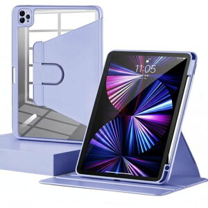 iPad Air 13�C���` �p �P�[�X iPad M4 2026 / M3 2025 / M2 2024 /Pro 12.9�C���` ��6/5/4���� �Ή� �J�o�[ �y�� ��] �c�u�� �w�ʃN���A �I�[�g�X���[�v�@�\ �y�����[�\ �ϏՌ� �������, ��