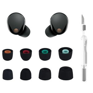 Aiivioll �V���R���C���[�s�[�X WF-1000XM5 / XM4 / XM3 / WF-C700N �����p �C���z���`�b�v 4�g (XS/S/M/L, �u���b�N) + 3in1 �N���[�j���O�y���t�� (��)