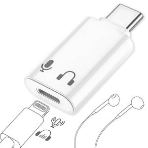 LightningtoType-C�ϊ��A�_�v�^�[�C���z���Ή�1�{2��iPhone�C���z���W���b�N�ʘb/���y/�Đ��̃I�[�f�B�I�@�\�̂ݑΉ�Lightning-3.5mm�C���z���ϊ��P�[�u��MFi�F�،y�ʏ��^DAC�`�b�v����