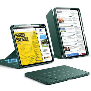 ESR iPad Pro 11�C���` �P�[�X(M5/M4�A2025/2024)�Ή� �y�����[ �ϏՌ� �c���X�^���h �����E�F�C�N/�X���[�v Pencil Pro/USB-C�Ή� �}���`�A���O���P�[�X Flip�V���[�Y �O���[��