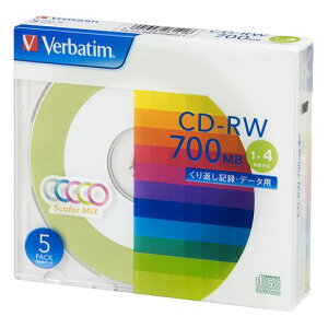 �o�[�x�C�^���W���p��(VerbatimJapan)����Ԃ��L�^�pCD-RW700MB5���c�[�g���J���[�f�B�X�N1-4�{��SW80QM5V1