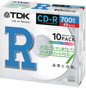 TDK�f�[�^�pCD-R700MB48X�z���C�g�v�����^�u��10���p�b�NCD-R80PWX10A