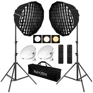RAYZEN �p���{���b�N�\�t�g�{�b�N�X 60cm 12�p�`�\�t�g�{�b�N�X 3500K~6500K ���F���E���R���E�g�F�����[�h �n�j�J���O���b�h�Ɣ��F�f�B�t���[�U�[�t���܂肽���ݎ� �B�e�p�Ɩ��Z�b�g 2m�O�r�X�c