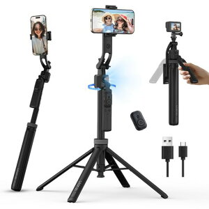 ULANZI TT23 �O�r �X�}�z ���B��_ �I�[�g�g���b�L���O�O�r AI�����ǐ� 160cm 7�i�K���� 360°��]�����Ǐ]�@�\ �����{�^���ŊJ�� �X�}�z�z���_�[���O���\ �����R���t�� ������ǐ� �Z���t�c