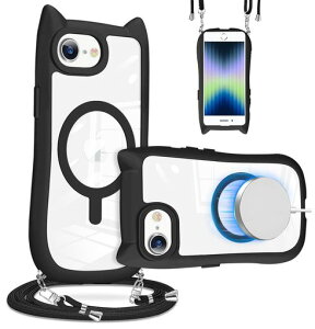 iPhone7/8/SE/SE2/SE3�P�[�XMagSafe�Ή��L��TPU�X�g���b�v���t���V�����_�[���|����|���R�t���΂߂����X�g���b�v���E��phone7/8/SE/SE2/SE3�X�}�z�P�[�X�؍������������N���A